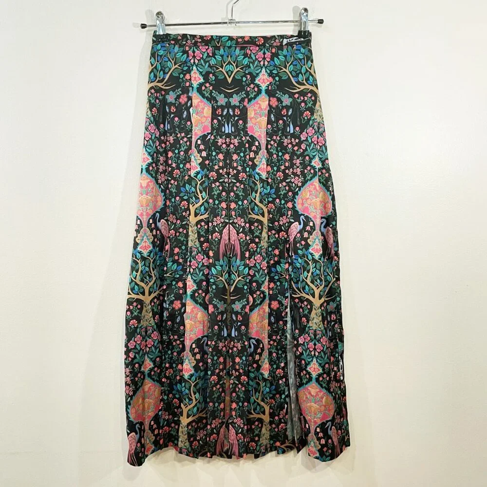 EUC Sandro Ivane Enchanted Forest Midi Skirt 0, XS $295 - Picture 5 of 12